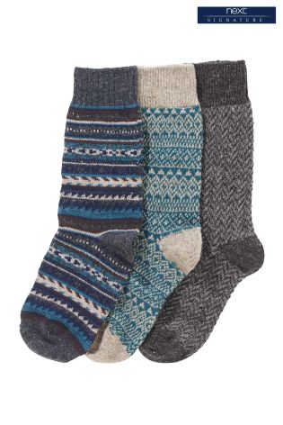 Signature Mixed Fairisle Pattern Socks Three Pack